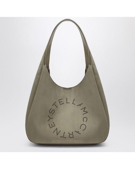Stella McCartney Gray Large Khaki Hobo Bag With Logo