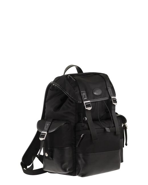 Tod's Black Medium Fabric And Leather Backpack for men