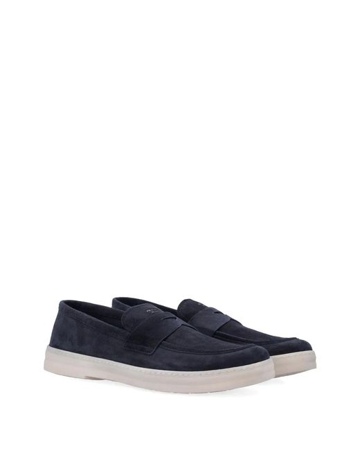 Prada Blue Logo Strap Loafers for men