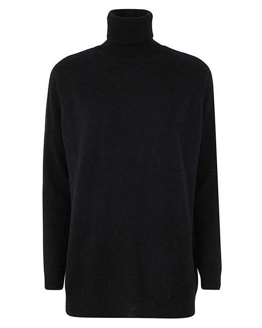 Drumohr Black Oversized Turtle Neck Side Splits Detail