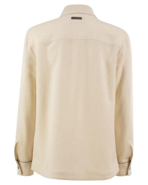 Peserico Natural Virgin Wool Overshirt With Cashmere And Metallic Yarn