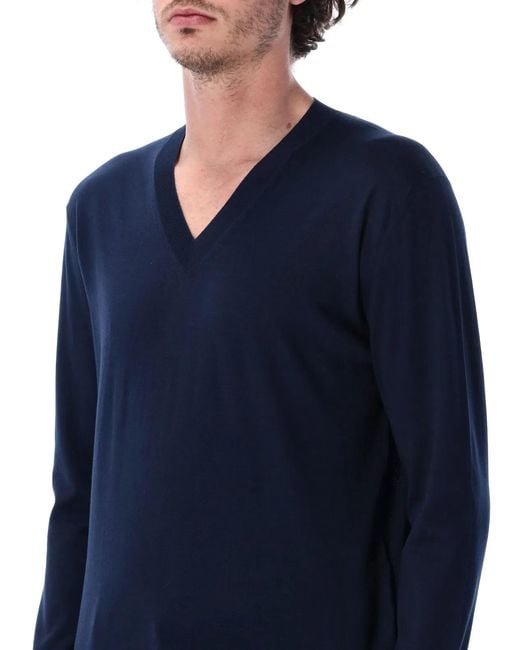 Prada Blue V Neck Knit Cotton for men
