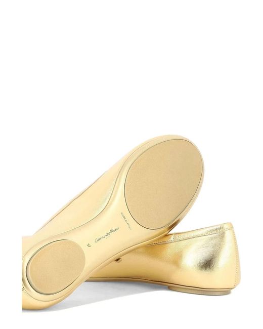 Gianvito Rossi Metallic Flat Round-Toe Ballerina