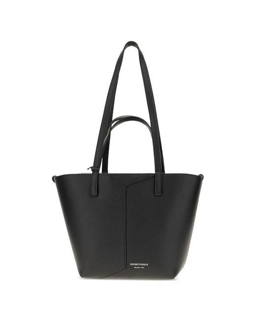 Emporio Armani Black Small Leather Tote Bag