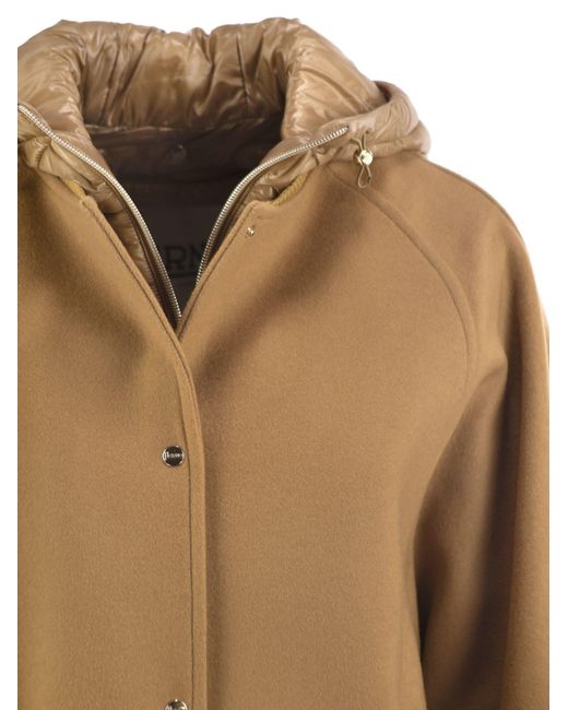 Herno Brown Virgin Wool Jacket With Removable Bib