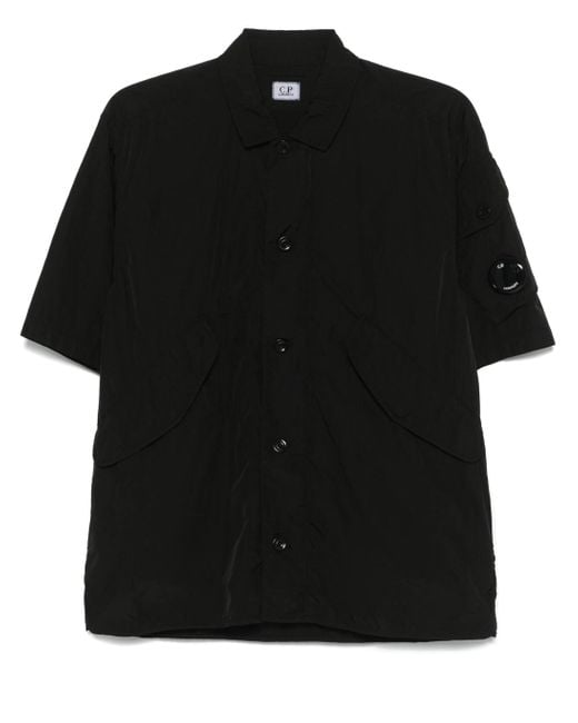C P Company Black Chrome-R Short Sleeve Overshirt for men