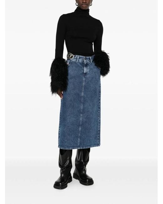 DIESEL Blue Denim Midi Skirt