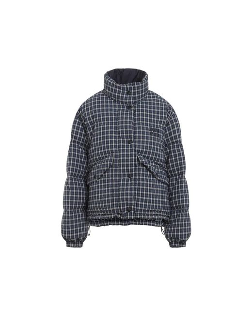 Miu Miu Blue Blu Bianco Reversible Checked Down Jacket