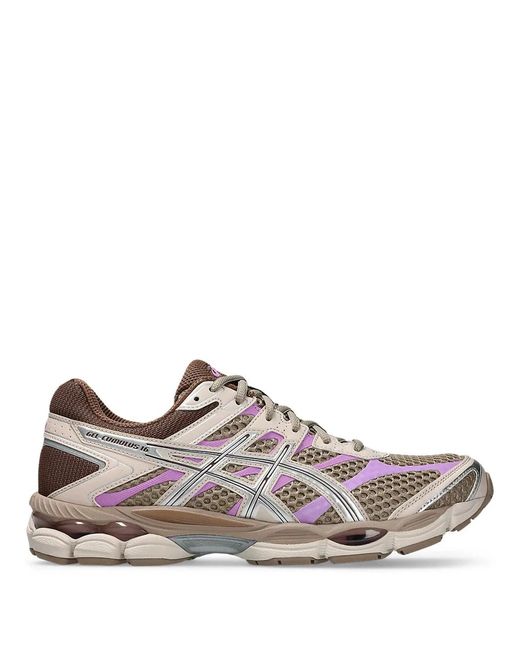 Asics Brown Gel-Cumulus 16 Mesh And Glossy Synthetic Leather Sneakers