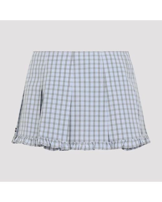 Miu Miu Blue Bianco Salvia Cotton Mini Skirt