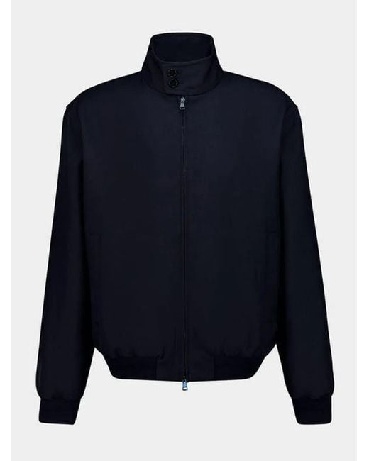 Gucci Blue Button-Collar Zip-Up Jacket for men