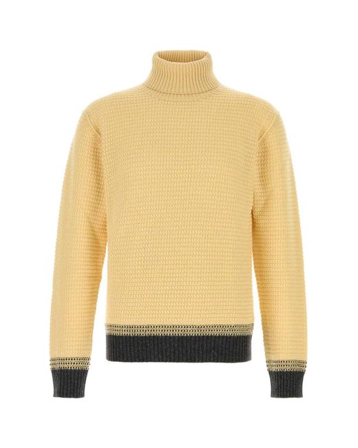 Zegna Yellow Oasi Cashmere Jacquard Turtleneck for men