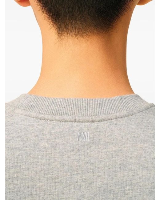 AMI Gray Cotton Ami De Coeur Sweatshirt for men