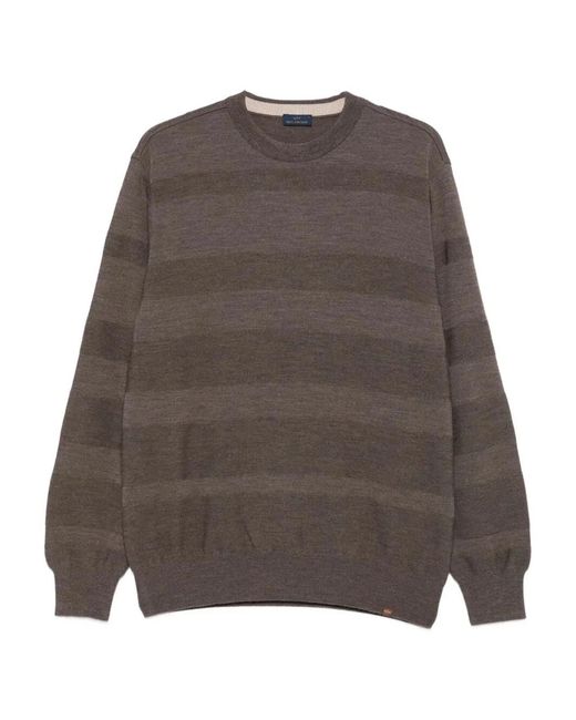 Paul & Shark Brown Paul & Shark Striped Wool Sweater for men