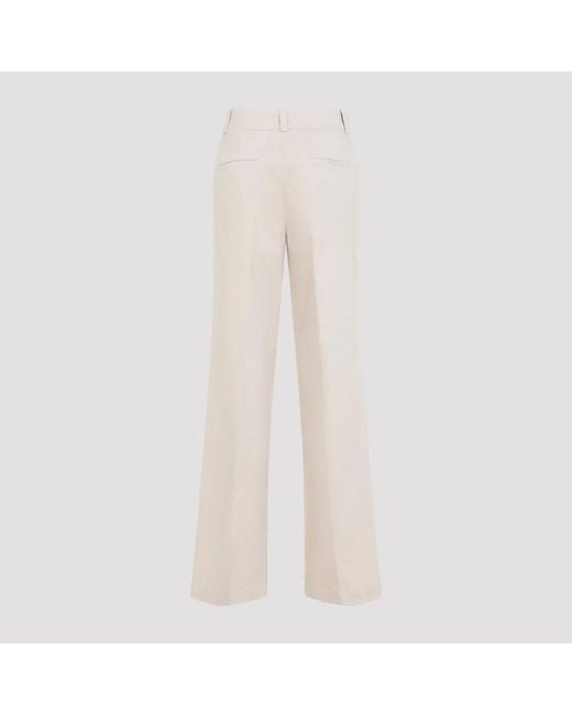 Peserico White Wide Leg Bul Cotton Pants
