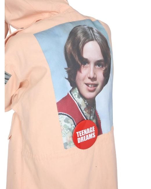 Raf Simons White Parka With Logo Patch