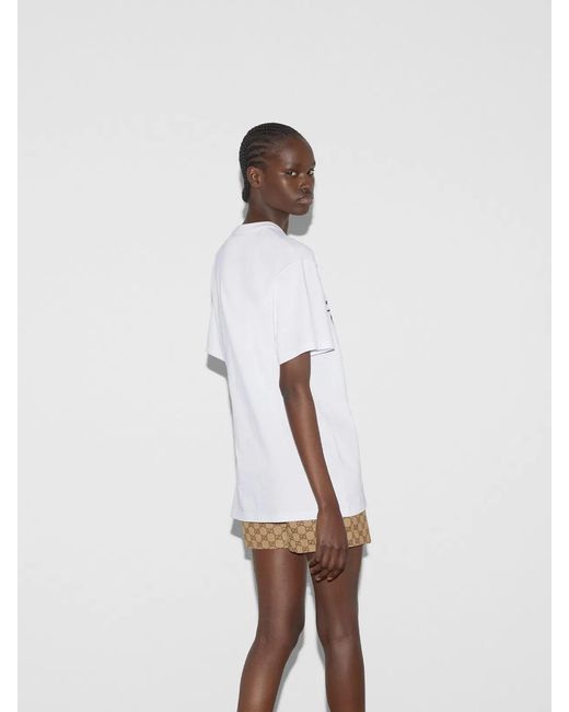 Gucci White Printed Cotton Jersey T-Shirt