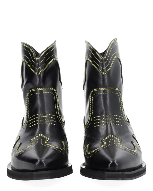 Ganni Black Polyurethane Boots