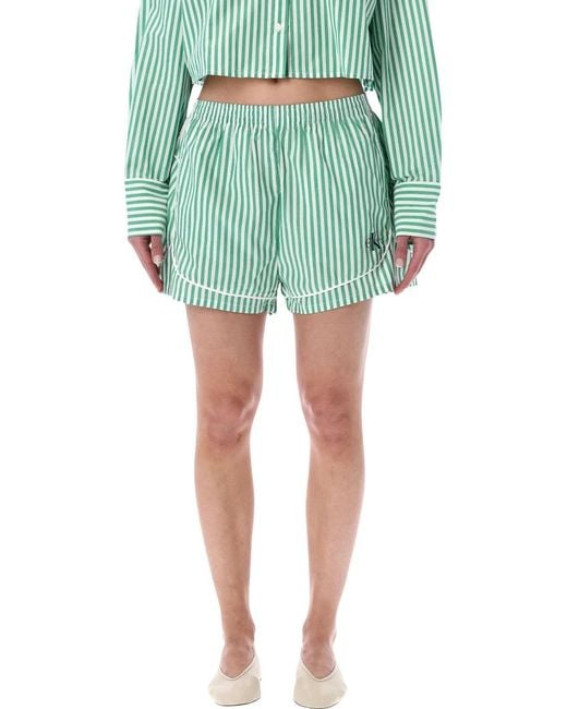 Calvin Klein Green Cotton Poplin Pajama Shorts