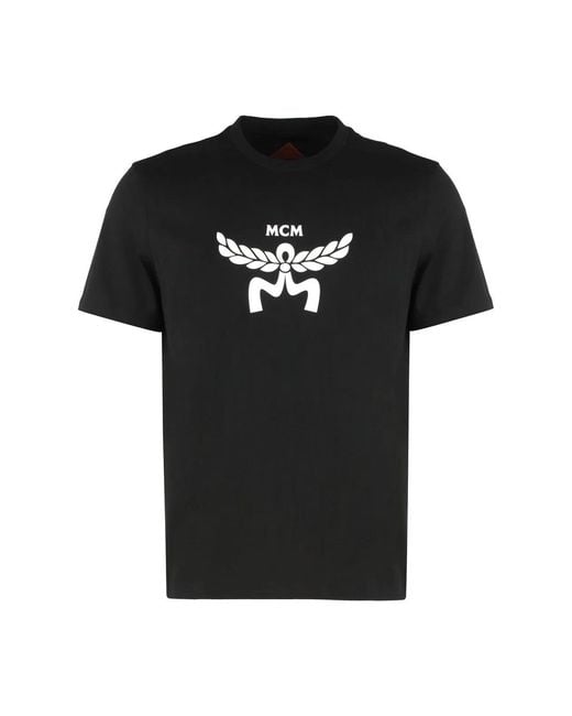 MCM Black Cotton Crew-Neck T-Shirt for men