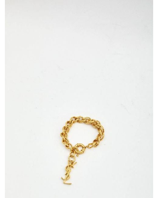 Saint Laurent Metallic Metal Rope Chain Bracelet