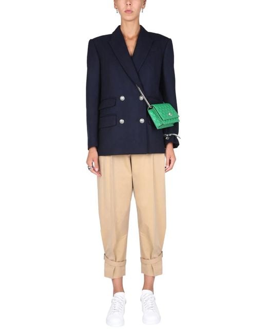 McQueen Blue Double-Breasted Jacket