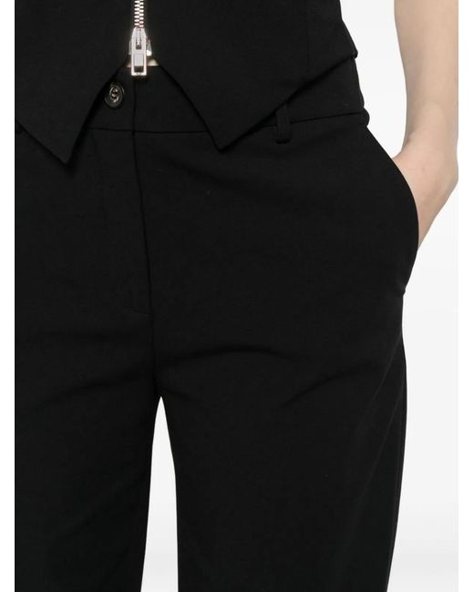 Via Masini 80 Black Cotton Wide-Leg Trousers