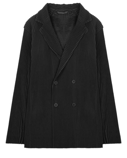 Homme Plissé Issey Miyake Black Homme Plisse Issey Miyake Giacca Plissettata Doppiopetto for men
