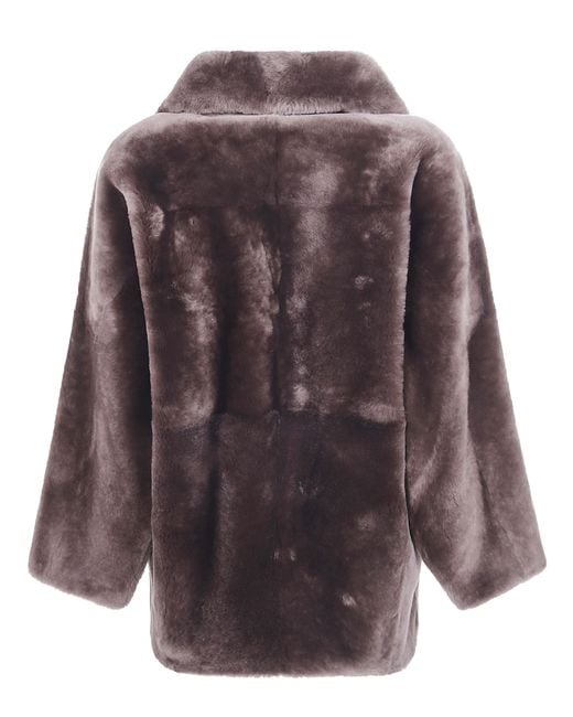 Blancha Purple Straight Merino Shearling Jacket