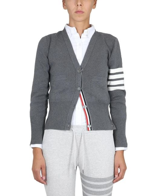 Thom Browne Gray Cardigan Con Scollo A V