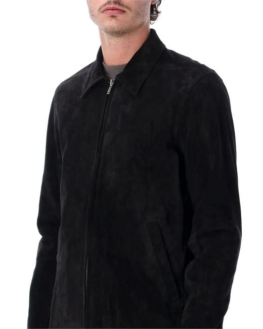 Rick Owens Black Brad Suede Leather Jacket for men
