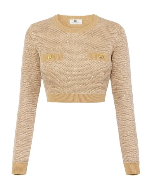 Elisabetta Franchi Natural Wool Crewneck Sweater