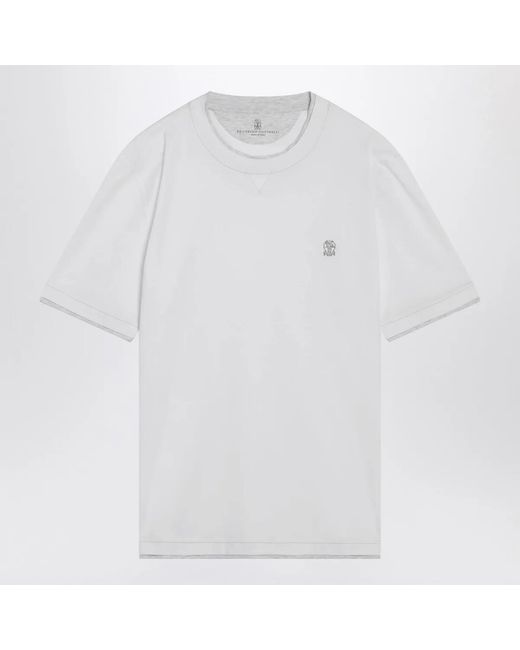 Brunello Cucinelli White T-Shirt With Faux Layering Effect for men