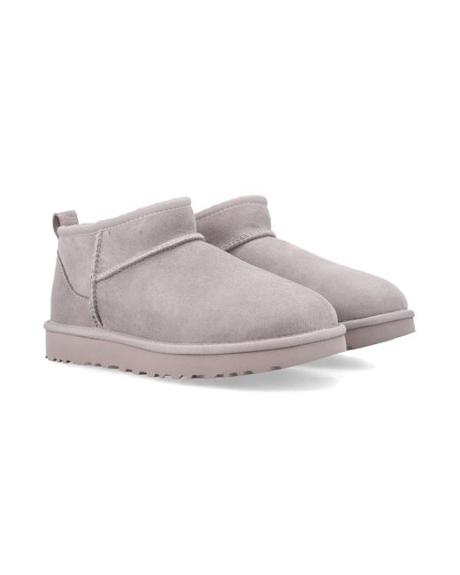 Ugg Gray Classic Ultra Mini Suede Boots For