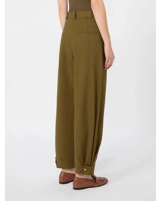 Max Mara Green Stretch Cotton Canvas Trousers