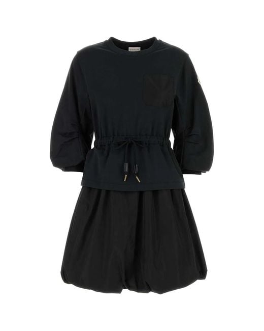 Moncler Black Cotton Sweatshirt Dress