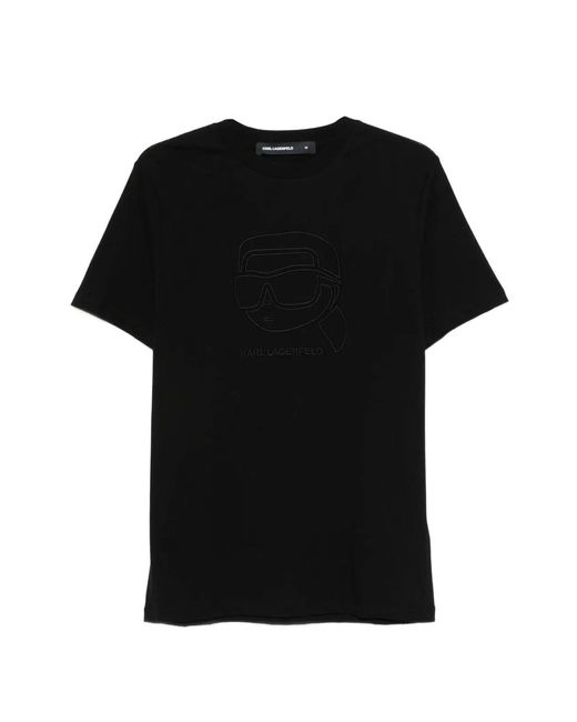 Karl Lagerfeld Black Logo-Motif T-Shirt for men