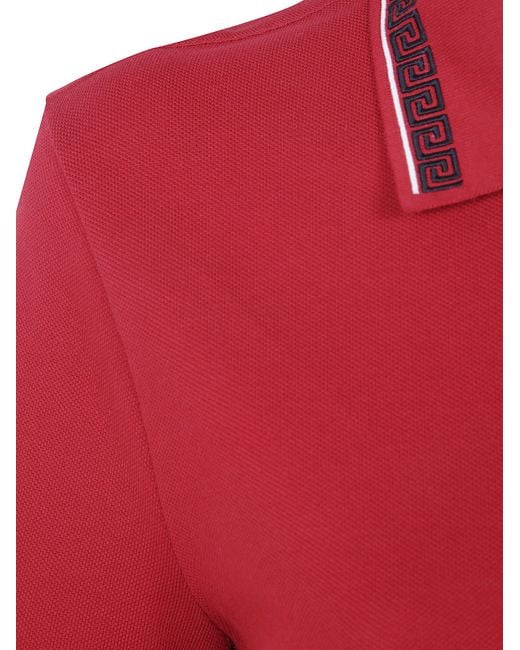 Versace Red Logo Cotton Polo Shirt
