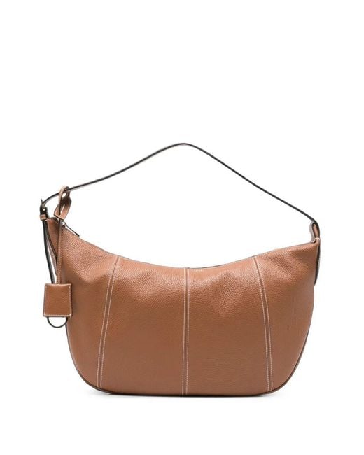 Lancel Brown "Victoire Large" Large Zip Hobo Bag