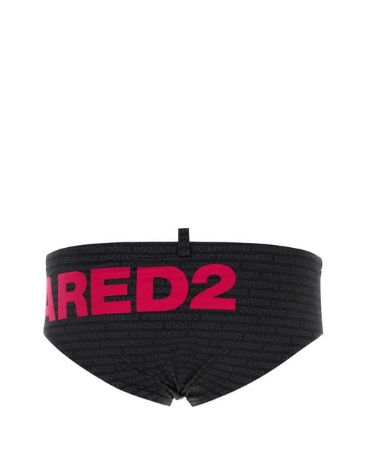 DSquared² Pink Dsquared Printed Stretch Nylon Swimming Brief for men