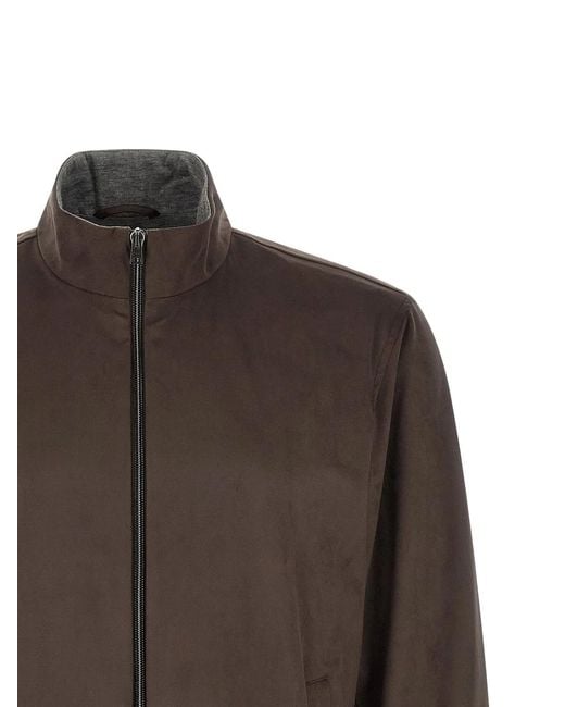 Herno Brown Suede Effect Jacket for men
