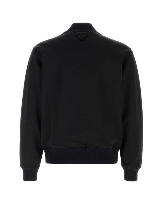 Prada Black Stretch Polyester Bomber Jacket for men