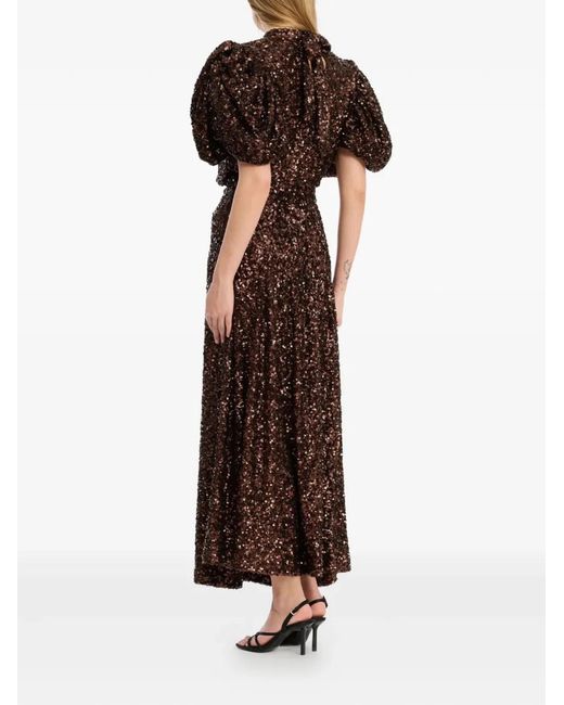 ROTATE BIRGER CHRISTENSEN Brown Sequin Midi Dress