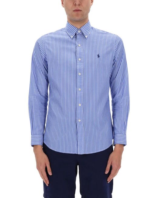 Polo Ralph Lauren Blue Camicia Con Logo for men
