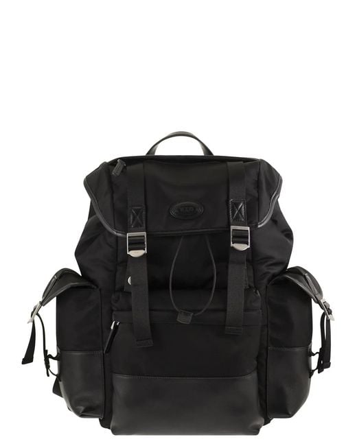 Tod's Black Medium Fabric And Leather Backpack for men
