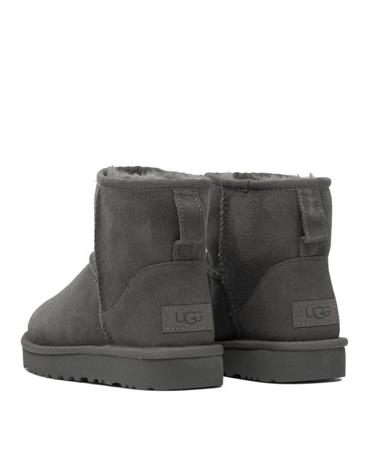 Ugg Gray Classic Mini Ii Suede Boots With Shearling Lining