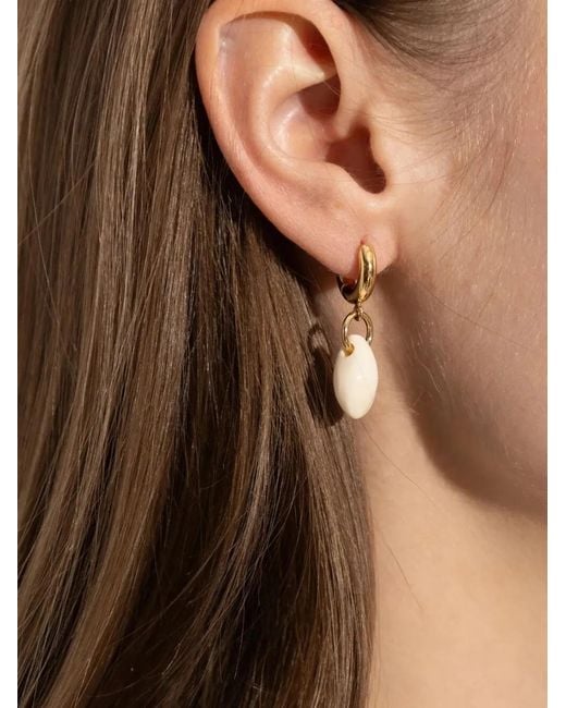 Isabel Marant White Small Hoop Pendant Earrings
