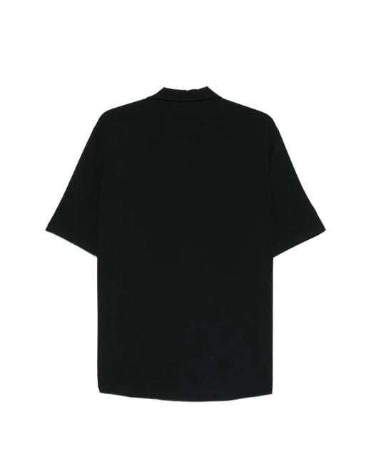 Karl Lagerfeld Black Logo-Embroidered Camp-Collar Shirt for men
