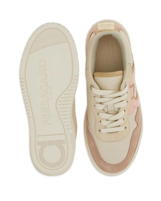 Ferragamo Pink Gancini Leather Sneakers