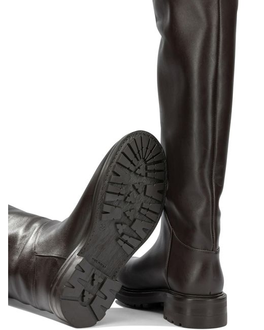Strategia Black Leather Rubber Boots Ankle